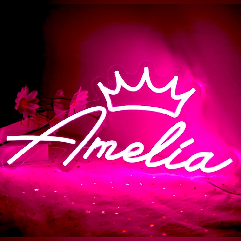 Large Amelia Name Neon Sign for Wall Decor,LED Name Amelia Neon light 16.1 * 8.5